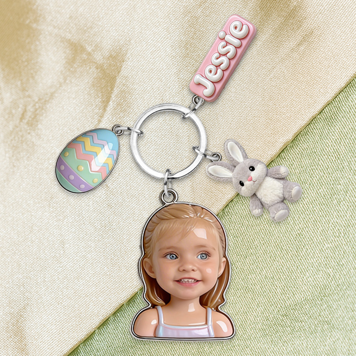 Easter Gift - Personalized Kid Keychain With Charms