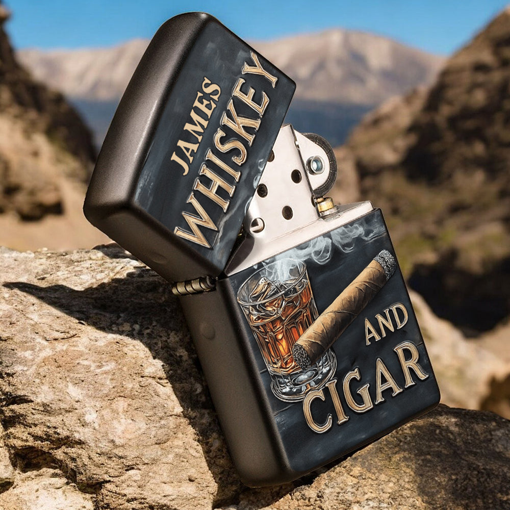 Briquet à whisky personnalisé Whiskey And Cigar -
