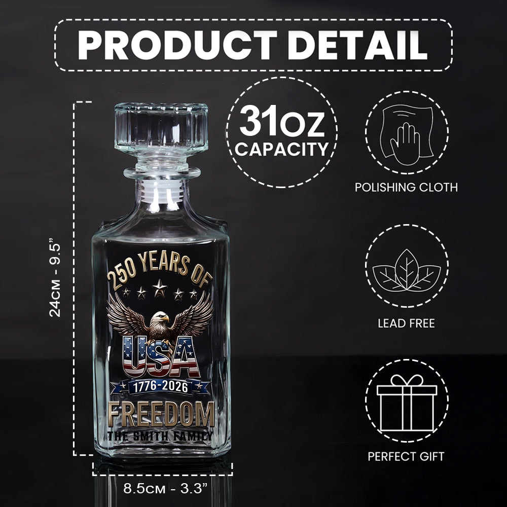 Cadeaux du 250e anniversaire de l'Amérique - Décanteur à whisky personnalisé pour le 4 juillet