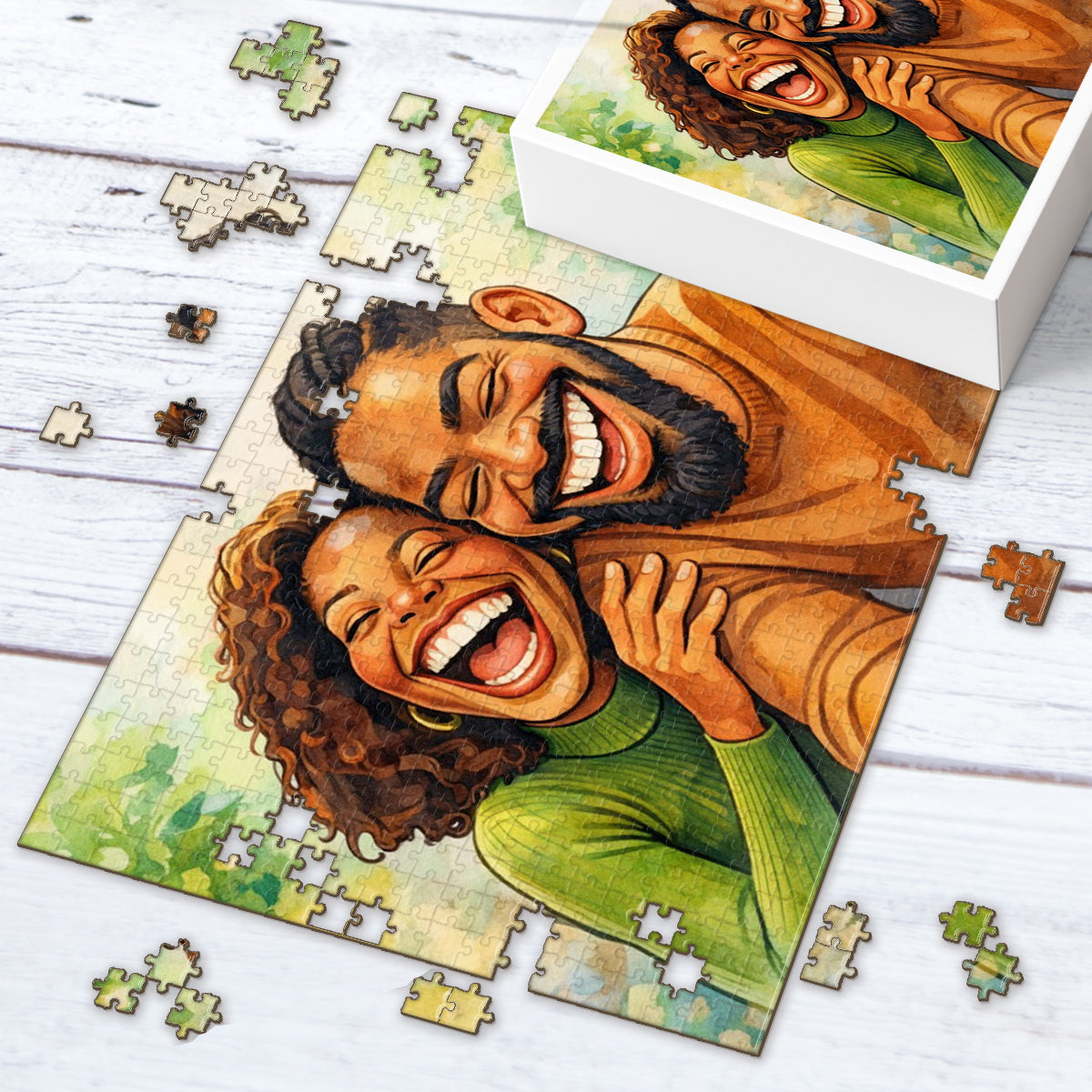 Puzzle personnalisé pour couple style caricature - Puzzle de couple