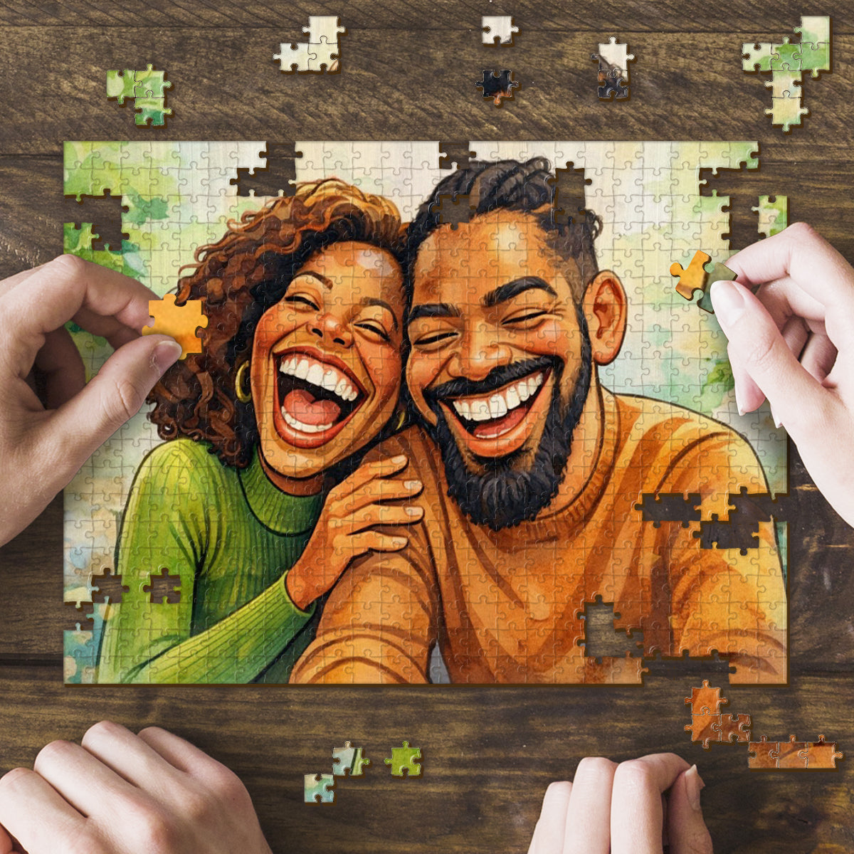 Puzzle personnalisé pour couple style caricature - Puzzle de couple