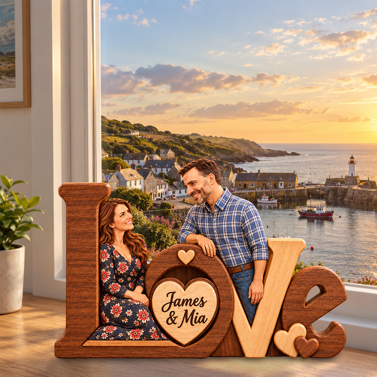 Love Is Forever - Personalized Couple Custom Shaped Wood Plaque