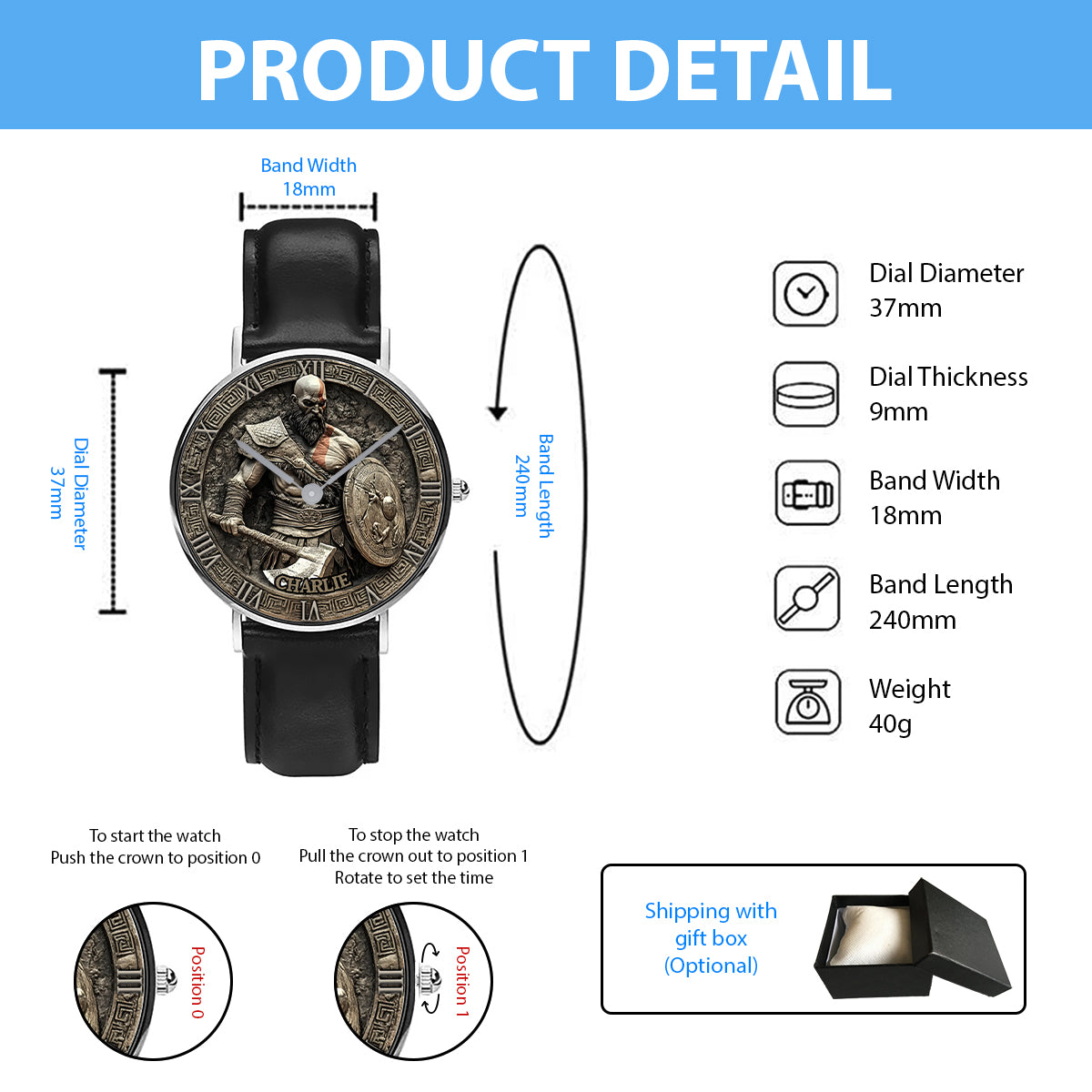Ultimate Warrior - Montre-bracelet Viking personnalisée