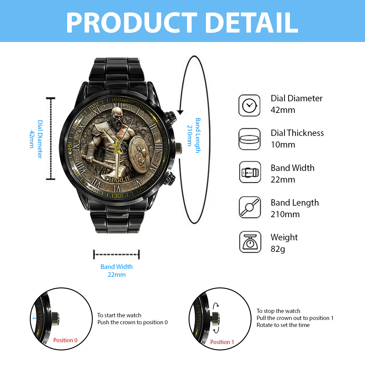 Ultimate Warrior - Montre-bracelet Viking personnalisée