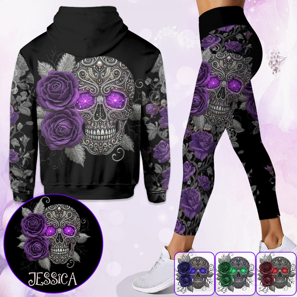 Skull And Roses - Sweat à capuche et legging personnalisés Skull And Roses