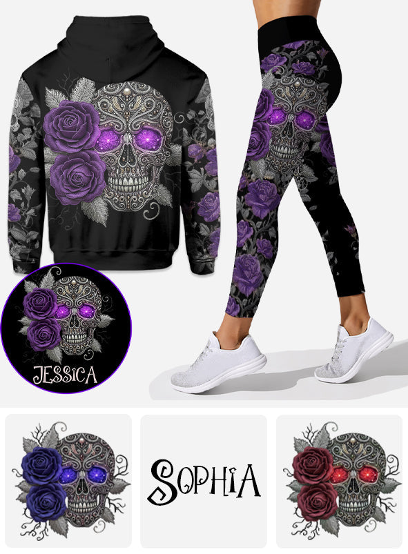 Skull And Roses - Sweat à capuche et legging personnalisés Skull And Roses
