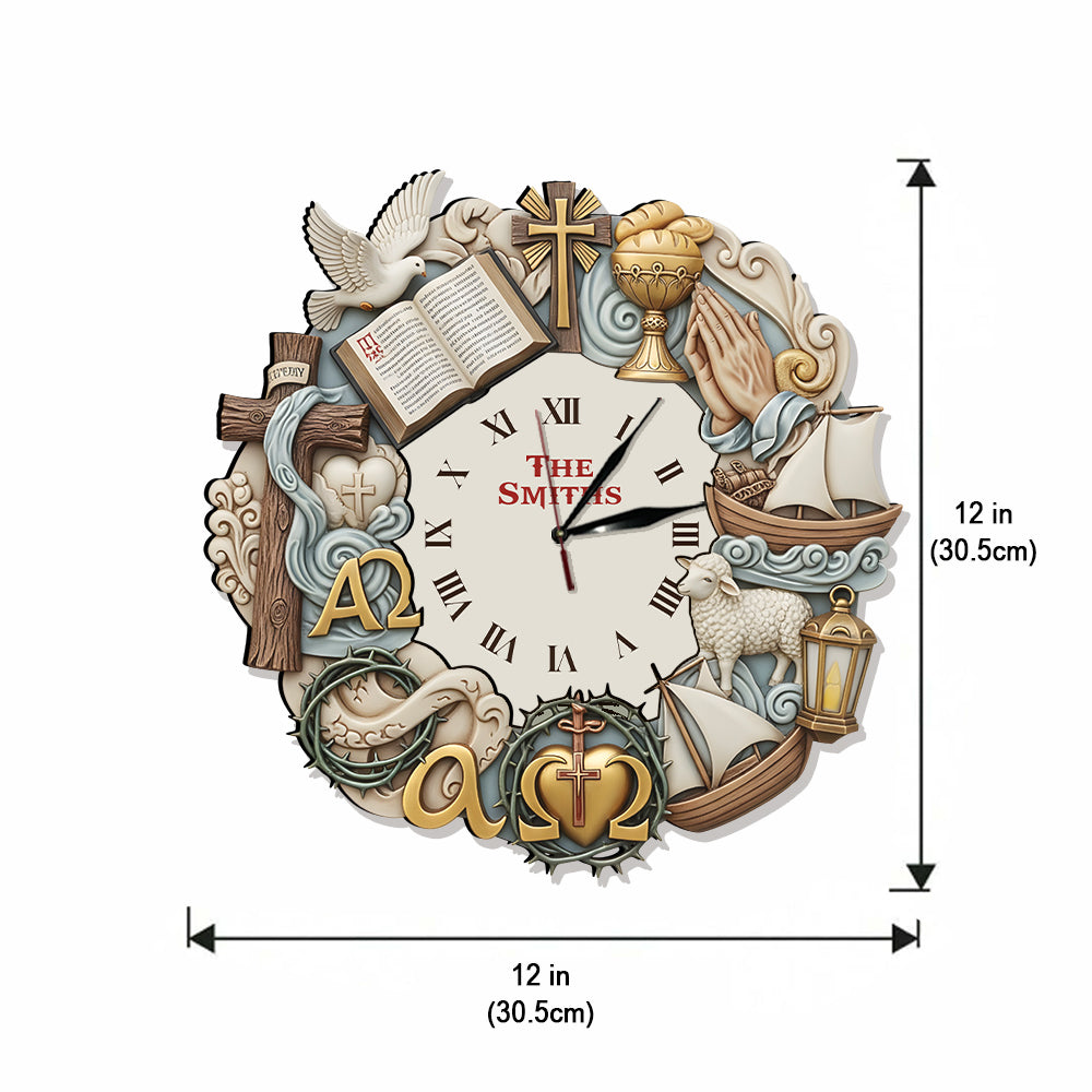 Foi intemporelle - Horloge murale lumineuse LED chrétienne personnalisée