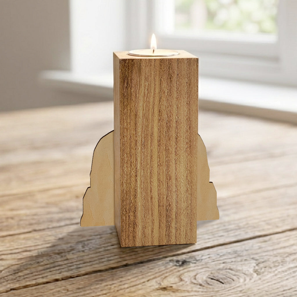 En Mémoire Affectueuse - Porte-Cierge en Bois Personnalisé en Forme Sur Mesure