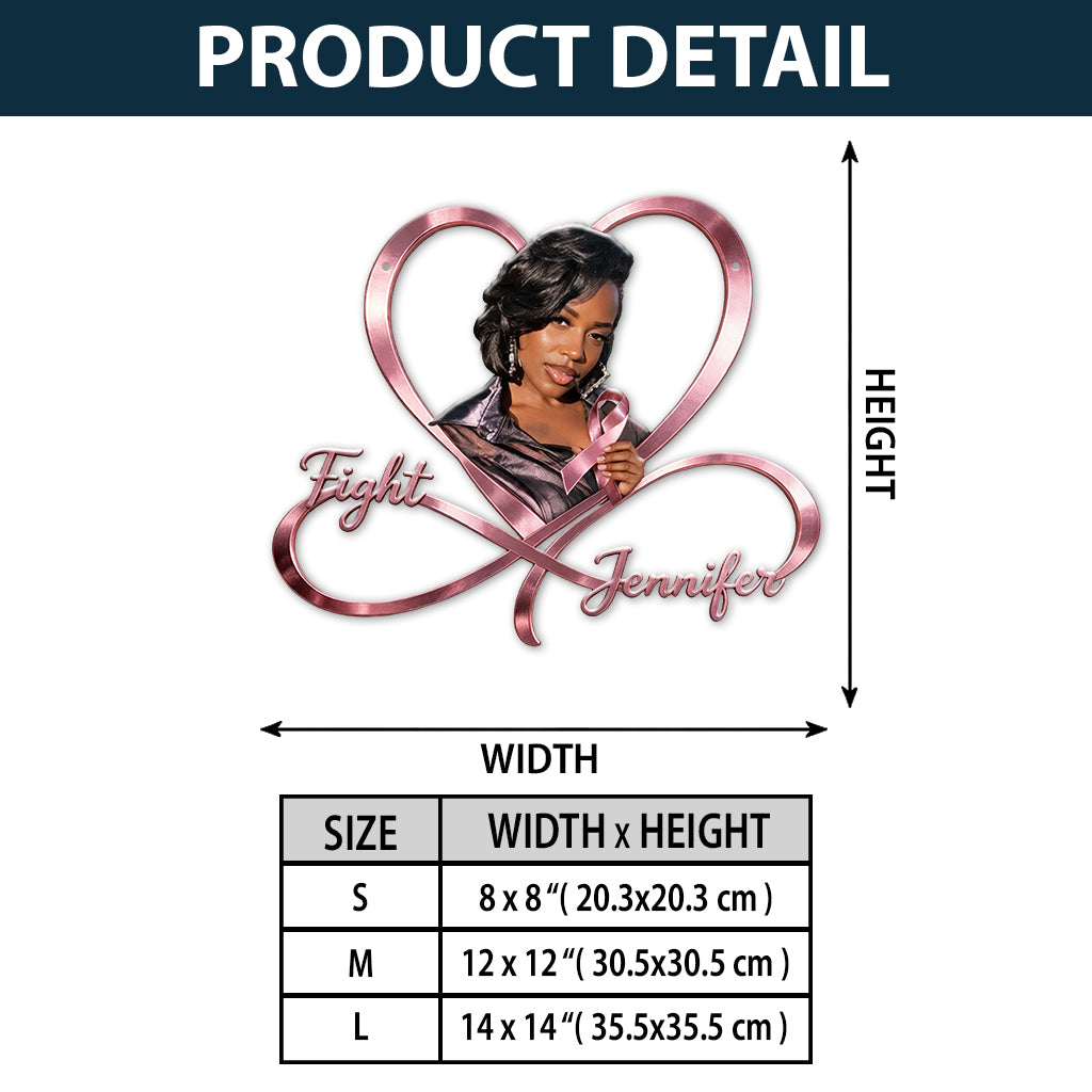 Fight - Personalized Breast Cancer Awareness 3D Printed Cut Metal Sign