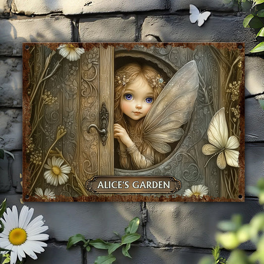 Bienvenue dans mon jardin - Panneau métallique rectangulaire personnalisé pour le jardinage