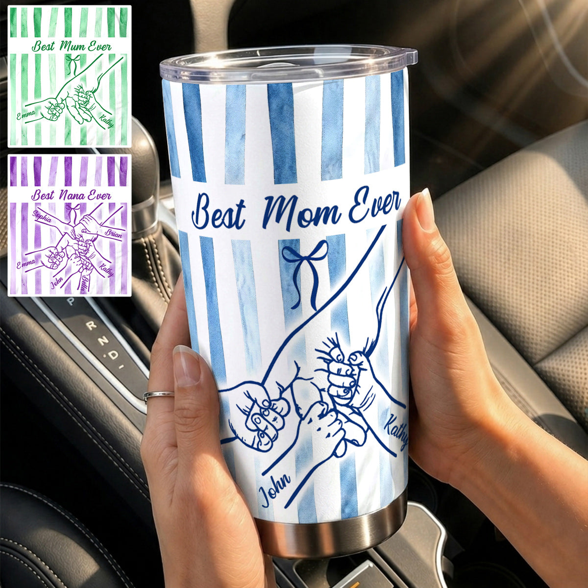 Meilleure Maman - Gobelet Personnalisé avec Rayures Pastel Rétro