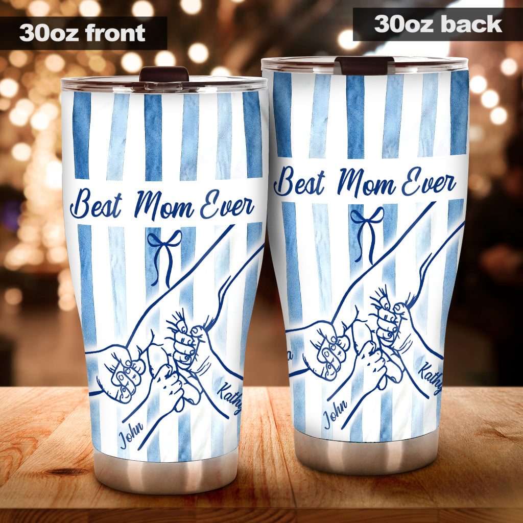 Meilleure Maman - Gobelet Personnalisé avec Rayures Pastel Rétro