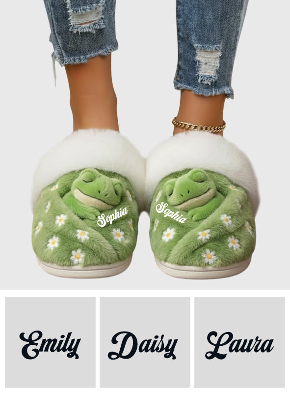 Chaussons grenouille personnalisés Love Frog avec doublure en fourrure