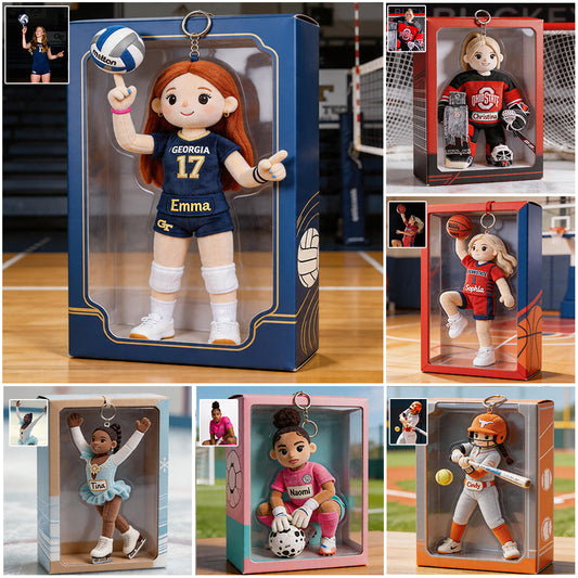 Photo Personnalisée, Sport au Choix - Porte-Clés Peluche Personnalisé