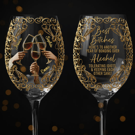 Meilleures Copines - Verre à vin personnalisé pour meilleures amies avec longue tige