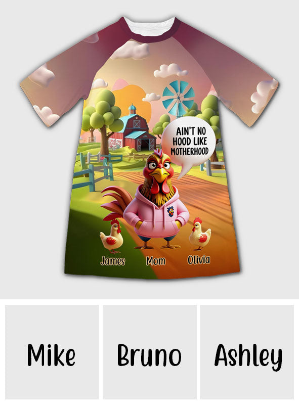 Ain't No Hood Like Mother Hood - Personalized Mother Sleep T-shirt Dress