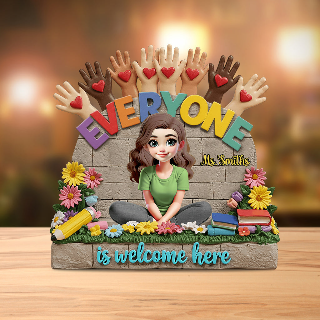 Bienvenue à tous ! – Plaque acrylique personnalisée pour enseignants