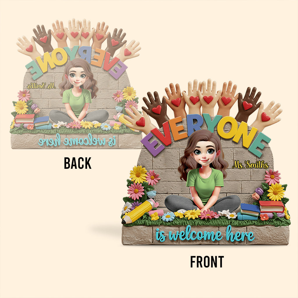 Bienvenue à tous ! – Plaque acrylique personnalisée pour enseignants