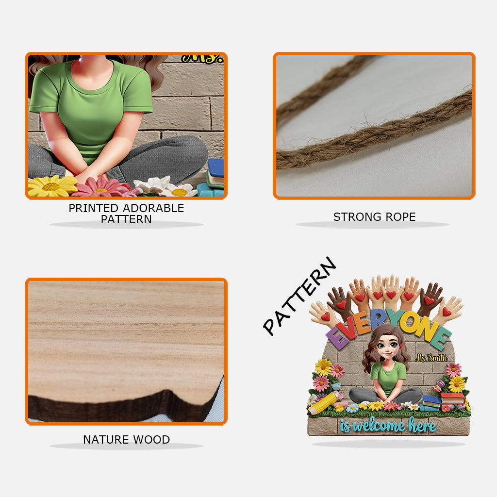 Bienvenue à tous ! - Panneau en bois personnalisé pour enseignants