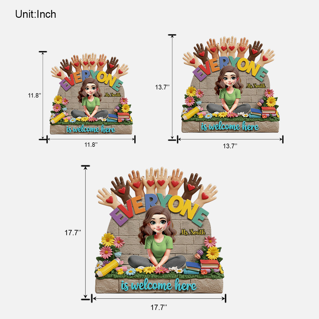 Bienvenue à tous ! - Panneau en bois personnalisé pour enseignants