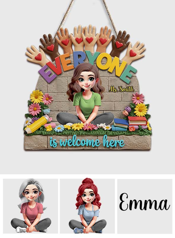 Bienvenue à tous ! - Panneau en bois personnalisé pour enseignants