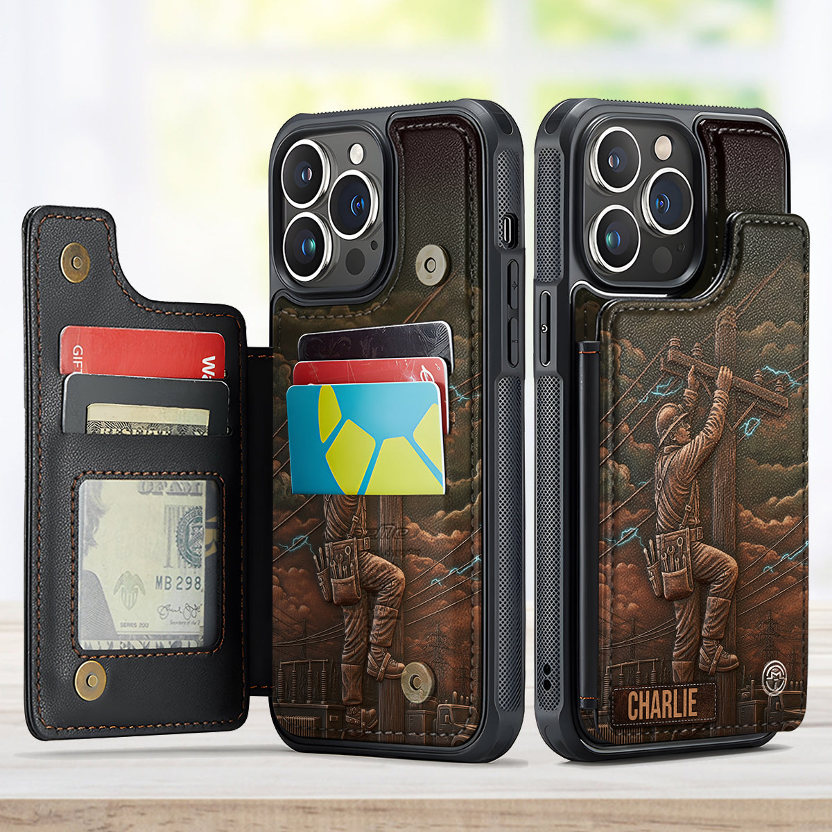 Le meilleur électricien - Étui portefeuille personnalisé pour téléphone portable, imprimé sur le thème des électriciens.