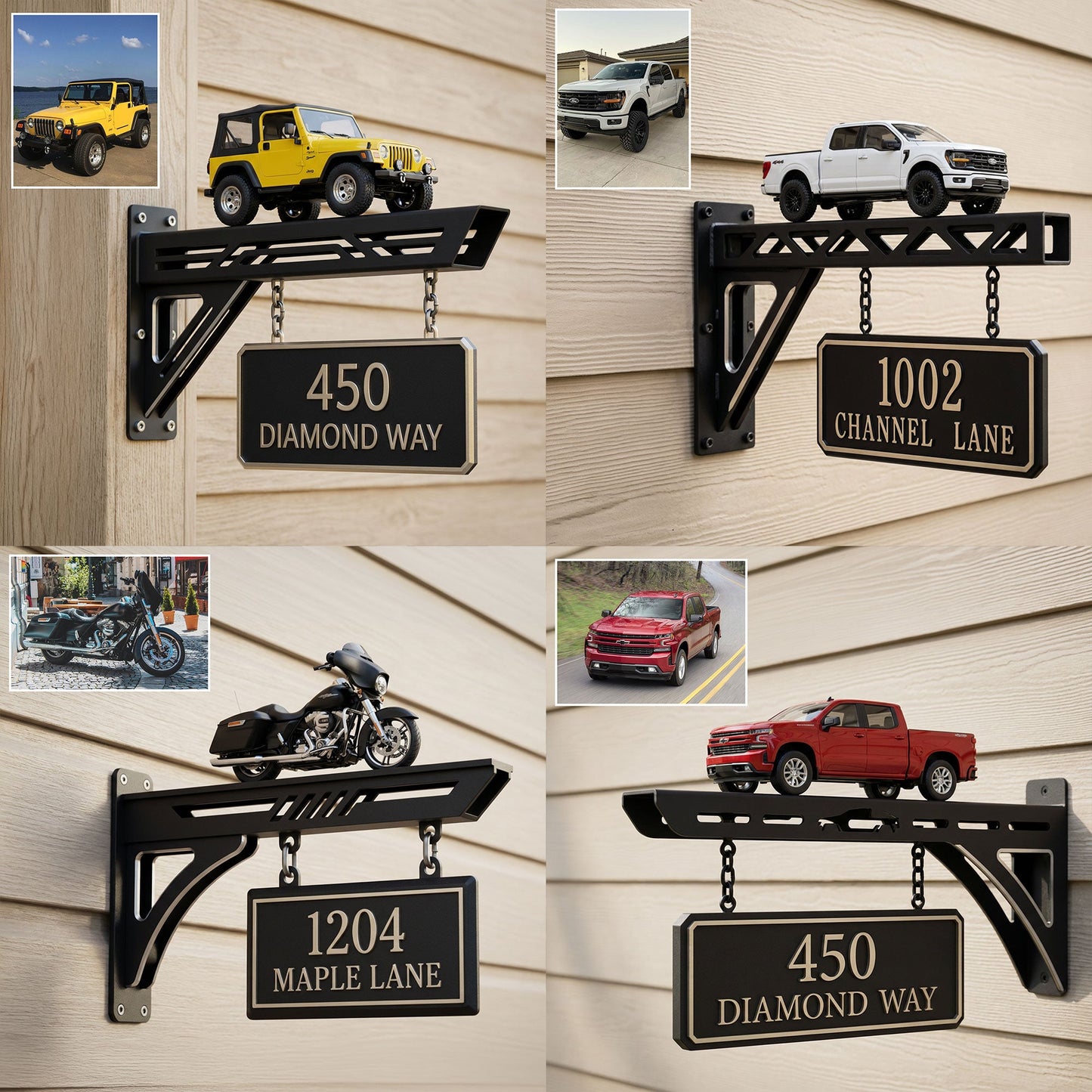 Car Lover Outdoor Address - Personalized Car Lover Wooden Wall Mount Sign