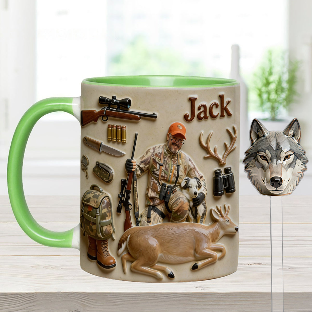 Custom From Any Photo - Personalized Hunting Set Accent Mug with Acrylic Stirrers