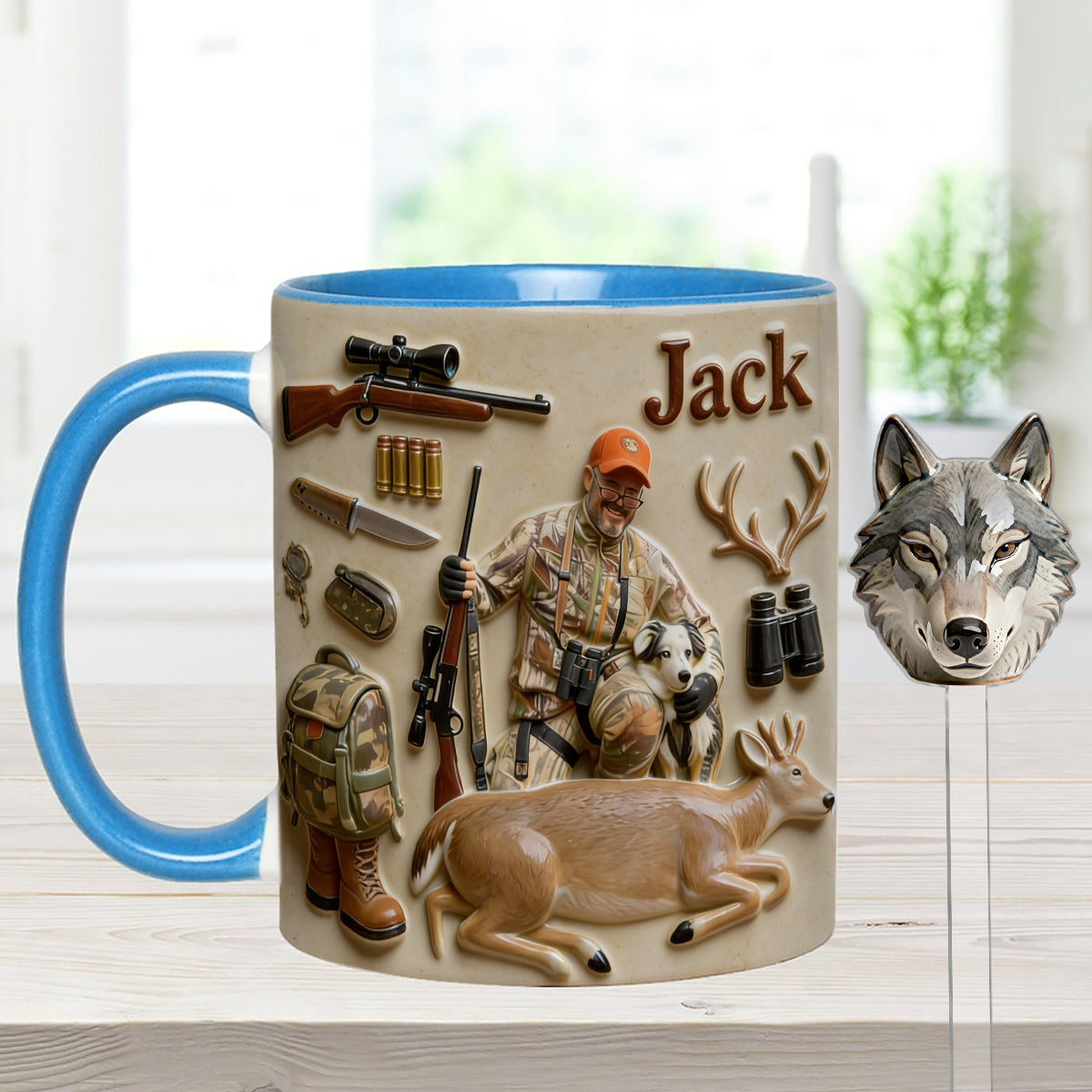 Custom From Any Photo - Personalized Hunting Set Accent Mug with Acrylic Stirrers