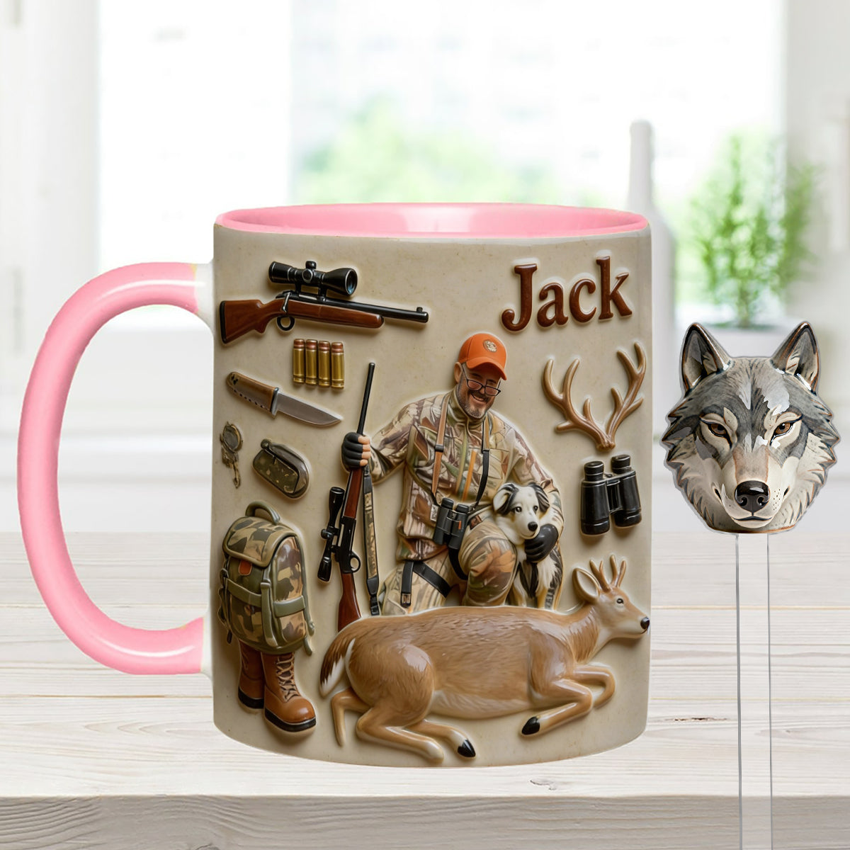 Custom From Any Photo - Personalized Hunting Set Accent Mug with Acrylic Stirrers