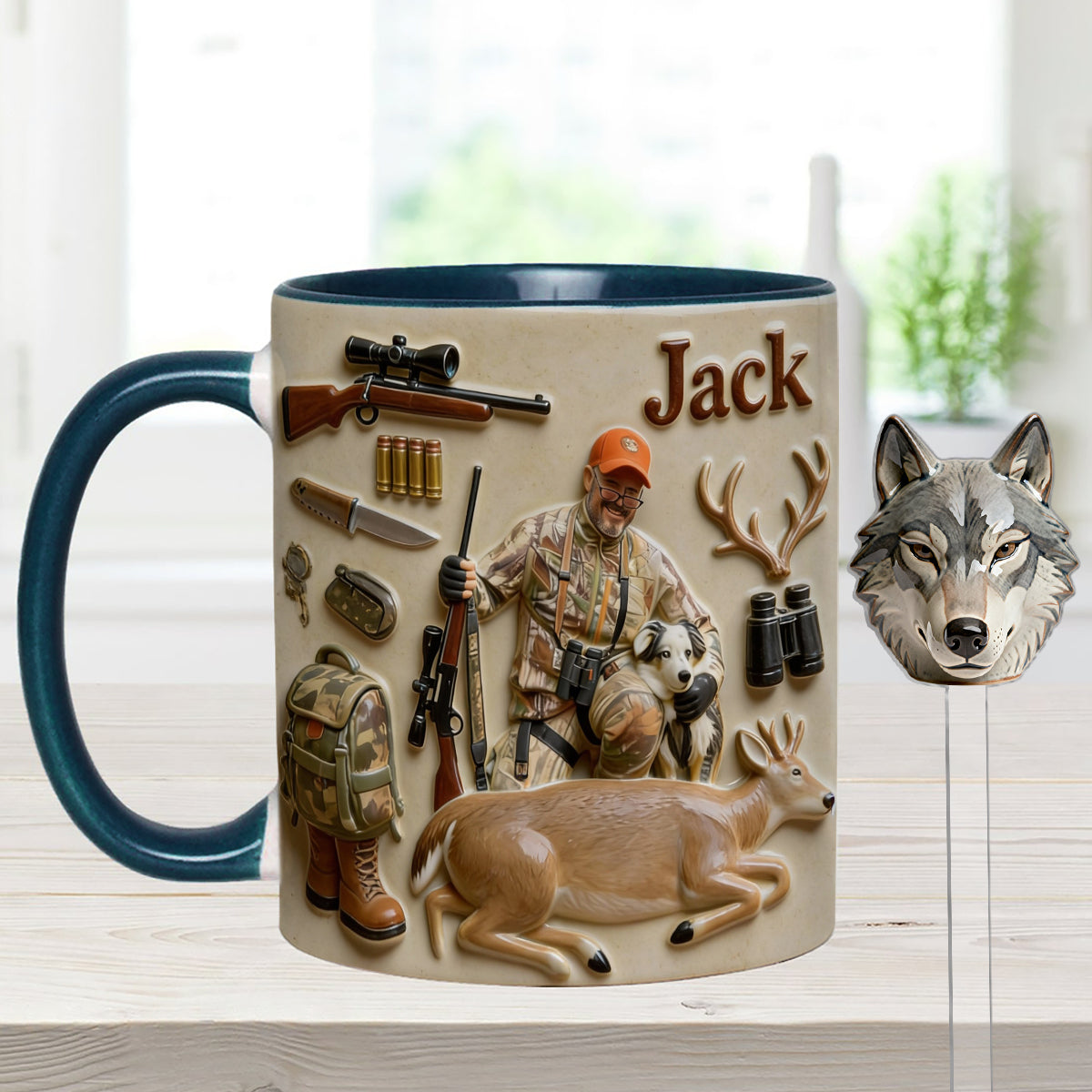 Custom From Any Photo - Personalized Hunting Set Accent Mug with Acrylic Stirrers