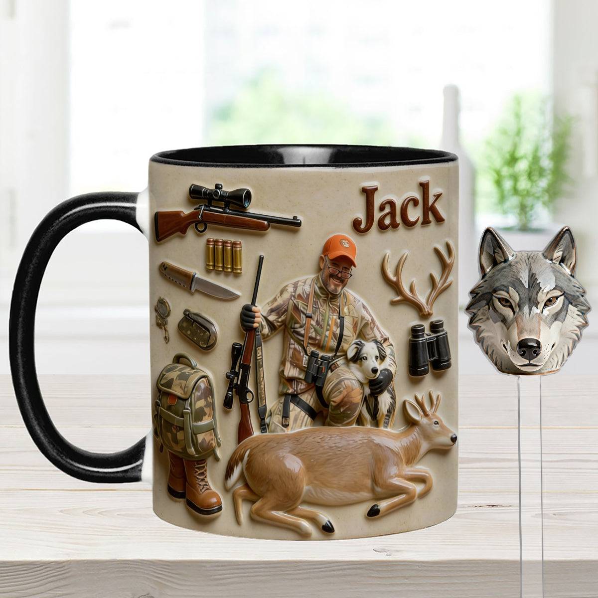 Custom From Any Photo - Personalized Hunting Set Accent Mug with Acrylic Stirrers