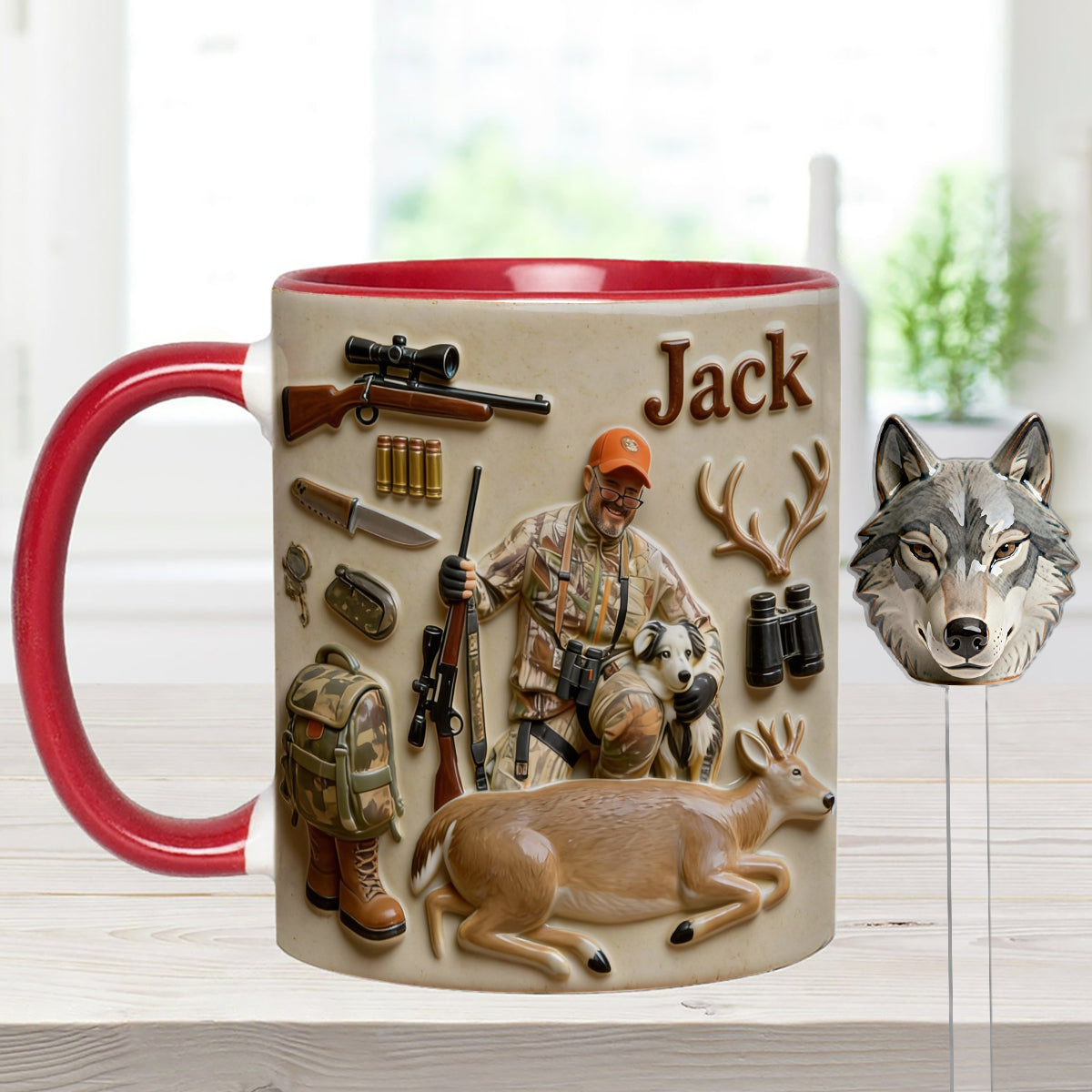 Custom From Any Photo - Personalized Hunting Set Accent Mug with Acrylic Stirrers