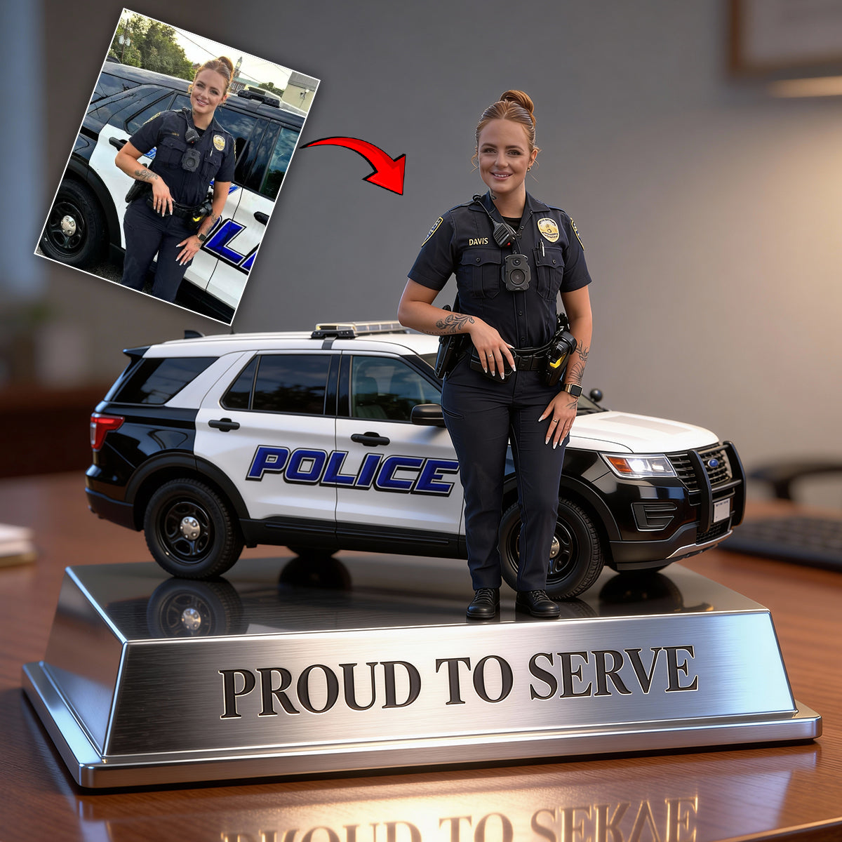 Proud to Serve - Personalized Police Officer Custom Shaped Acrylic Plaque