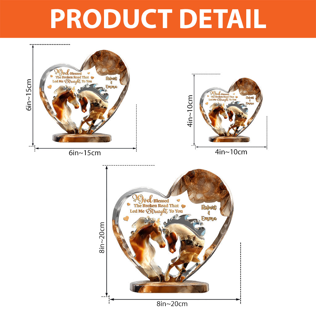 Dieu a béni les chemins brisés - Plaque acrylique personnalisée en forme de cheval