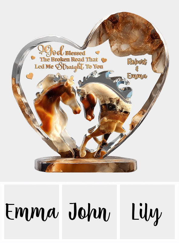 Dieu a béni les chemins brisés - Plaque acrylique personnalisée en forme de cheval