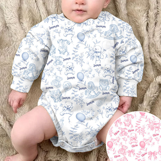 Modèle Toil de Jouy pour chambre d'enfant - Body à manches longues personnalisé pour enfant
