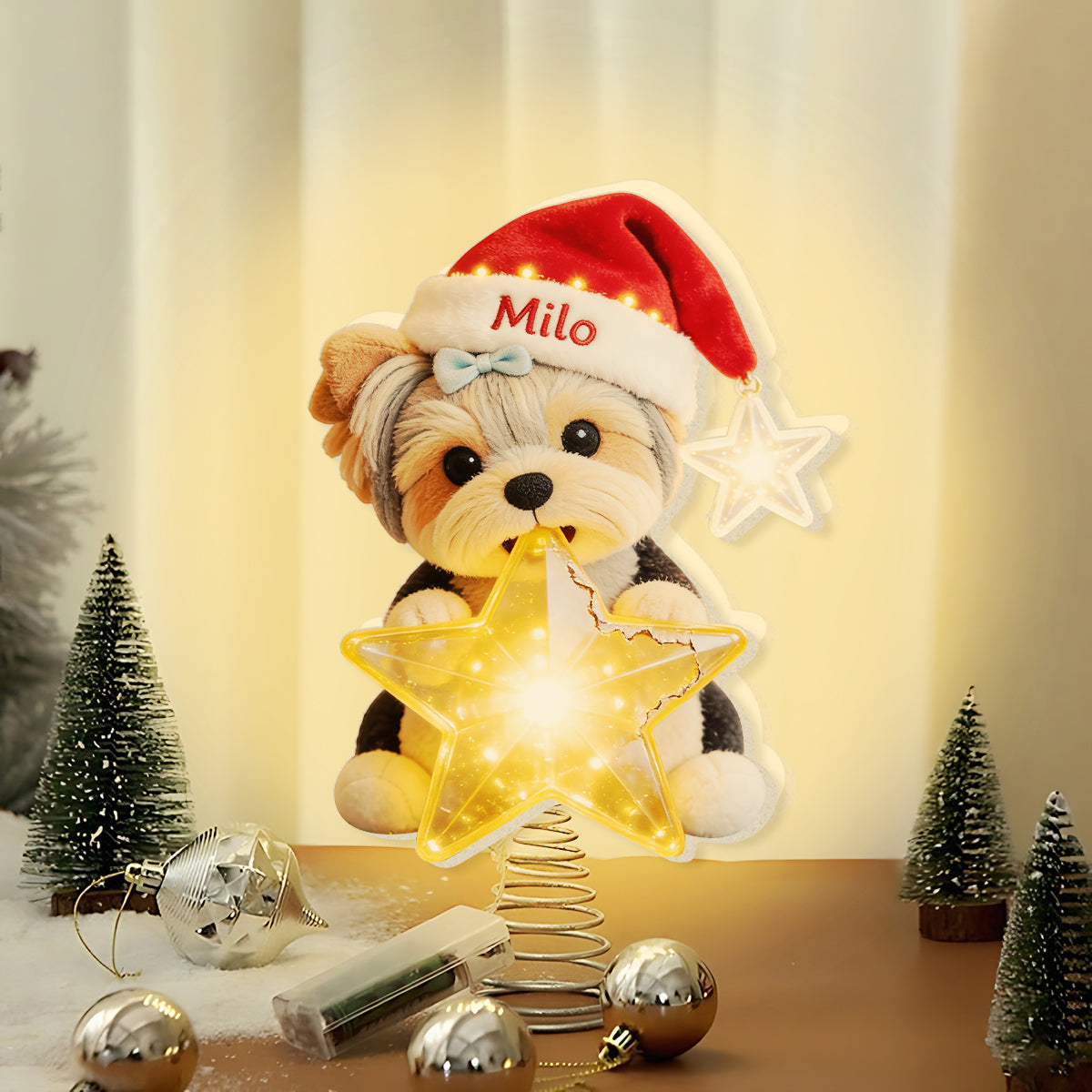 Dog Lover Christmas - Personalized Dog LED Light Tree Topper