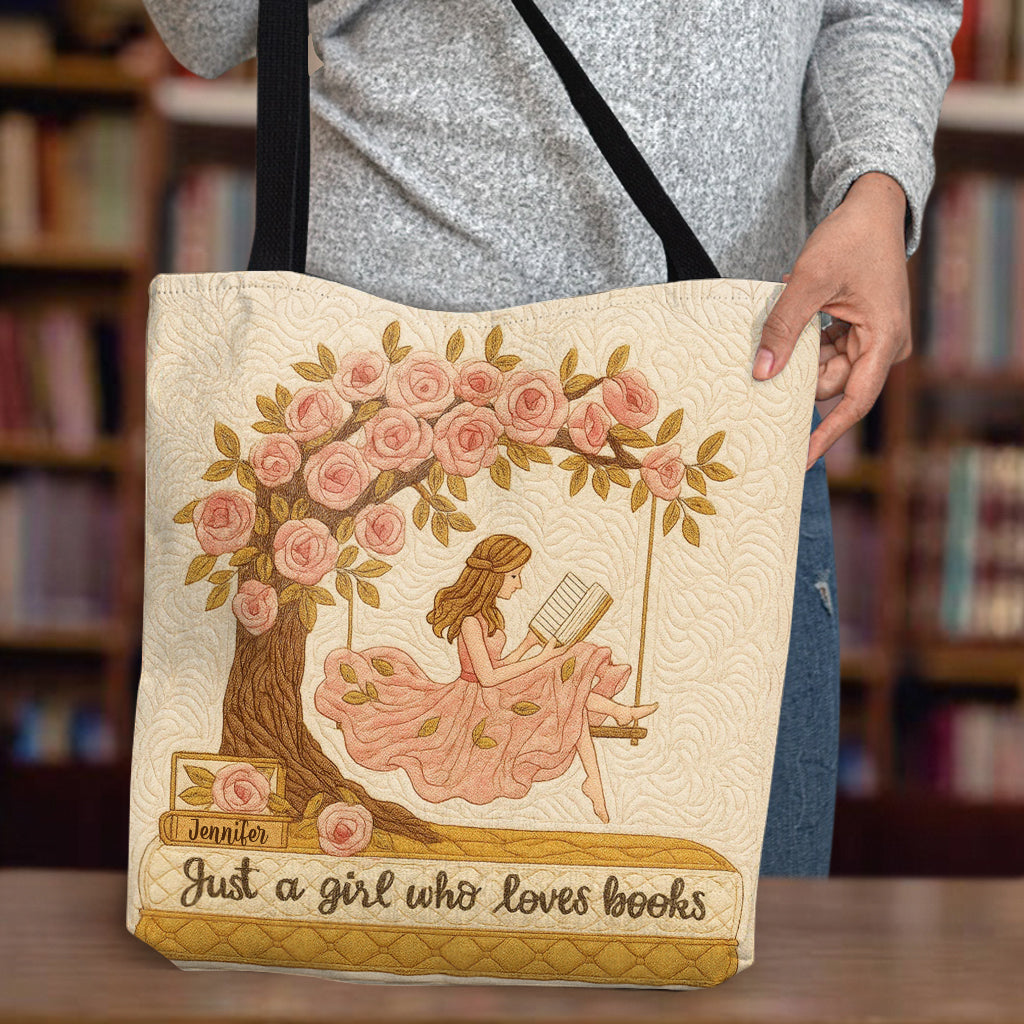 Sac fourre-tout personnalisé « Juste une fille qui aime les livres »