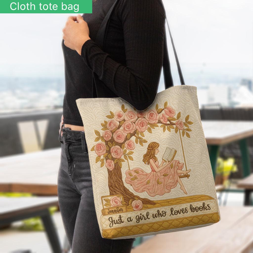 Sac fourre-tout personnalisé « Juste une fille qui aime les livres »
