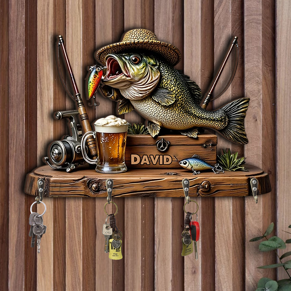 Love Fishing - Personalized Fishing Custom Shaped Hanging Rack
