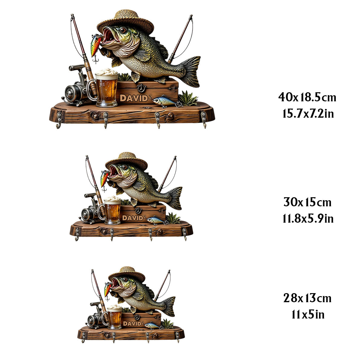 Love Fishing - Personalized Fishing Custom Shaped Hanging Rack