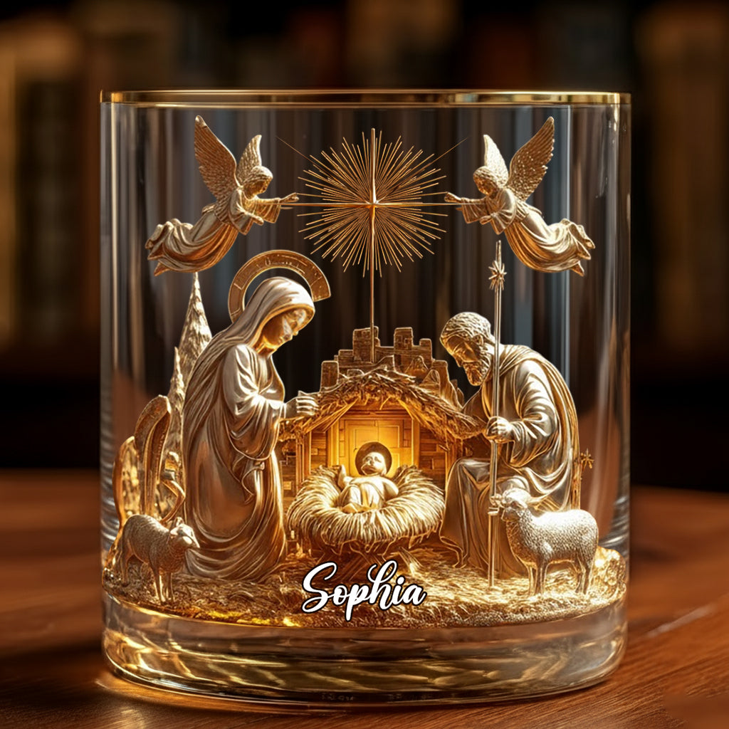 Moment de la Nativité - Verre à whisky chrétien personnalisé