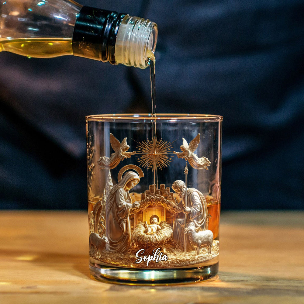 Moment de la Nativité - Verre à whisky chrétien personnalisé