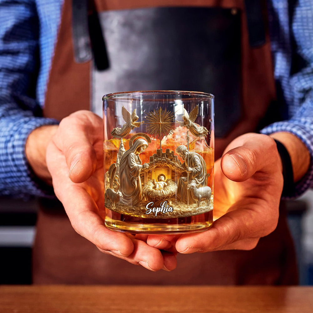 Moment de la Nativité - Verre à whisky chrétien personnalisé