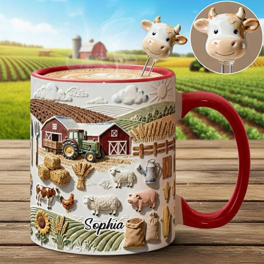 Vie à la ferme - Mug décoratif personnalisé « Fermier » avec agitateurs en acrylique