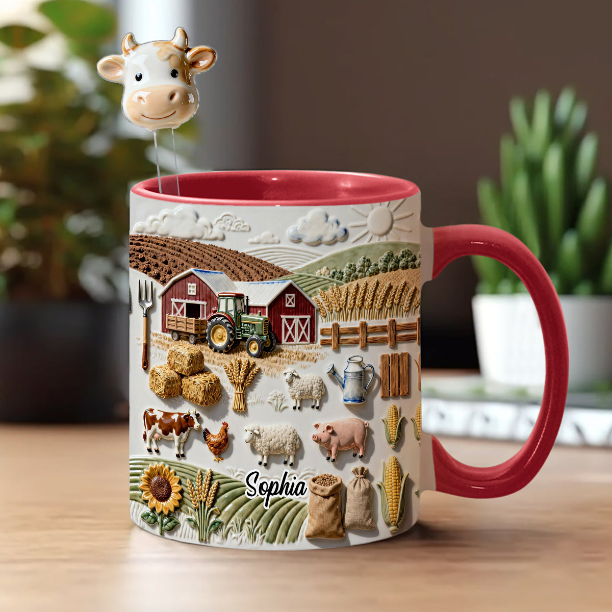 Vie à la ferme - Mug décoratif personnalisé « Fermier » avec agitateurs en acrylique