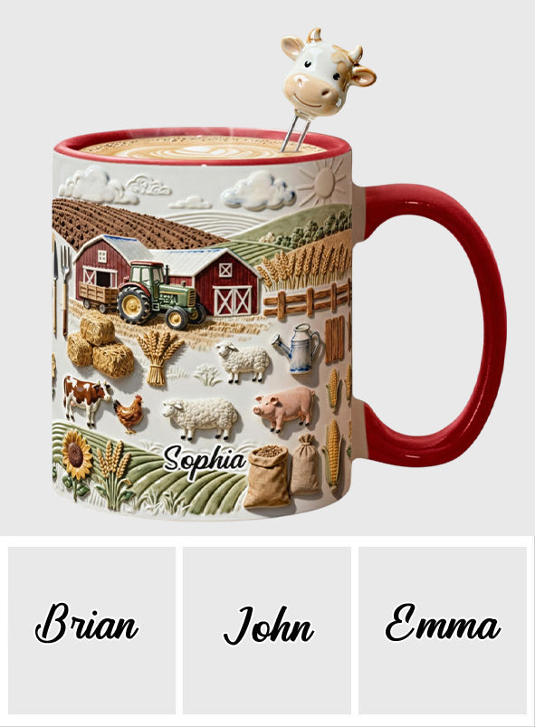 Vie à la ferme - Mug décoratif personnalisé « Fermier » avec agitateurs en acrylique