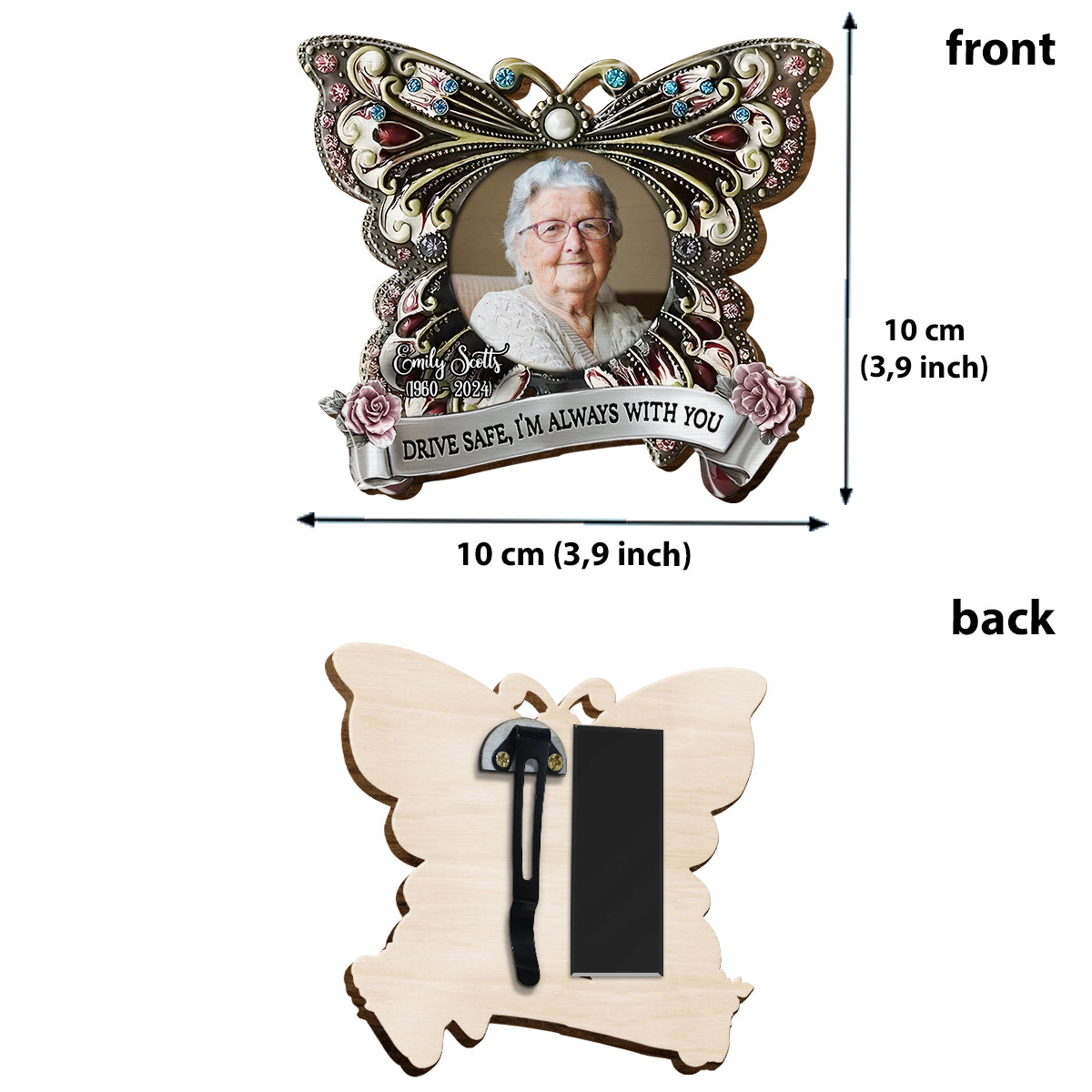 Always With You - Personalized Memorial Shaped Car Visor Clip