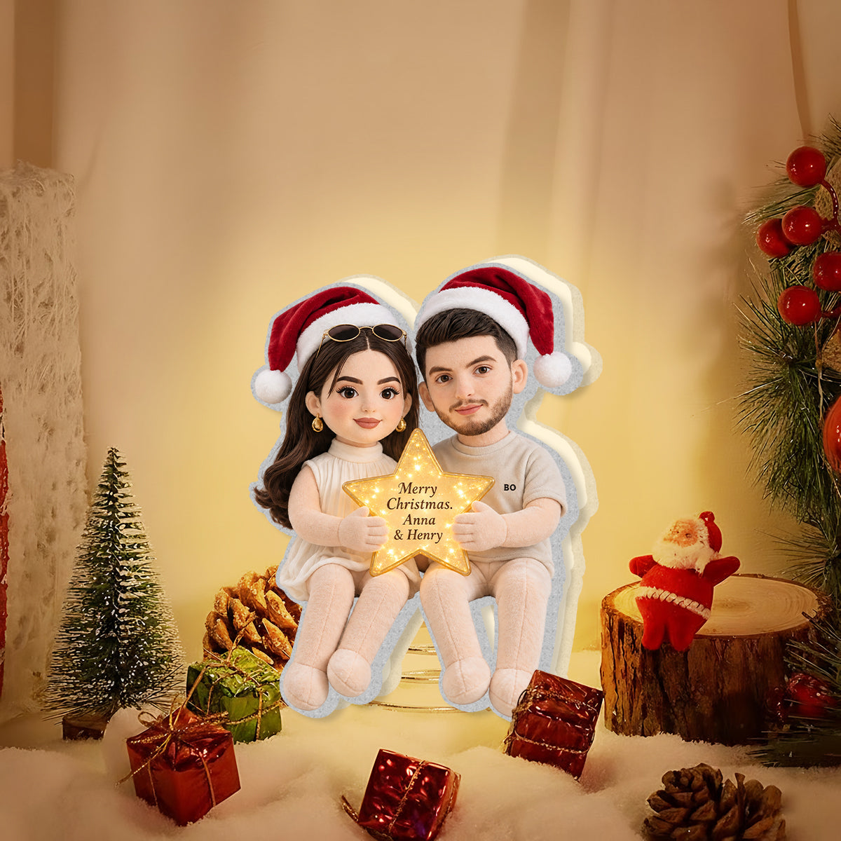 Christmas Together - Personalized Couple LED Light Tree Topper